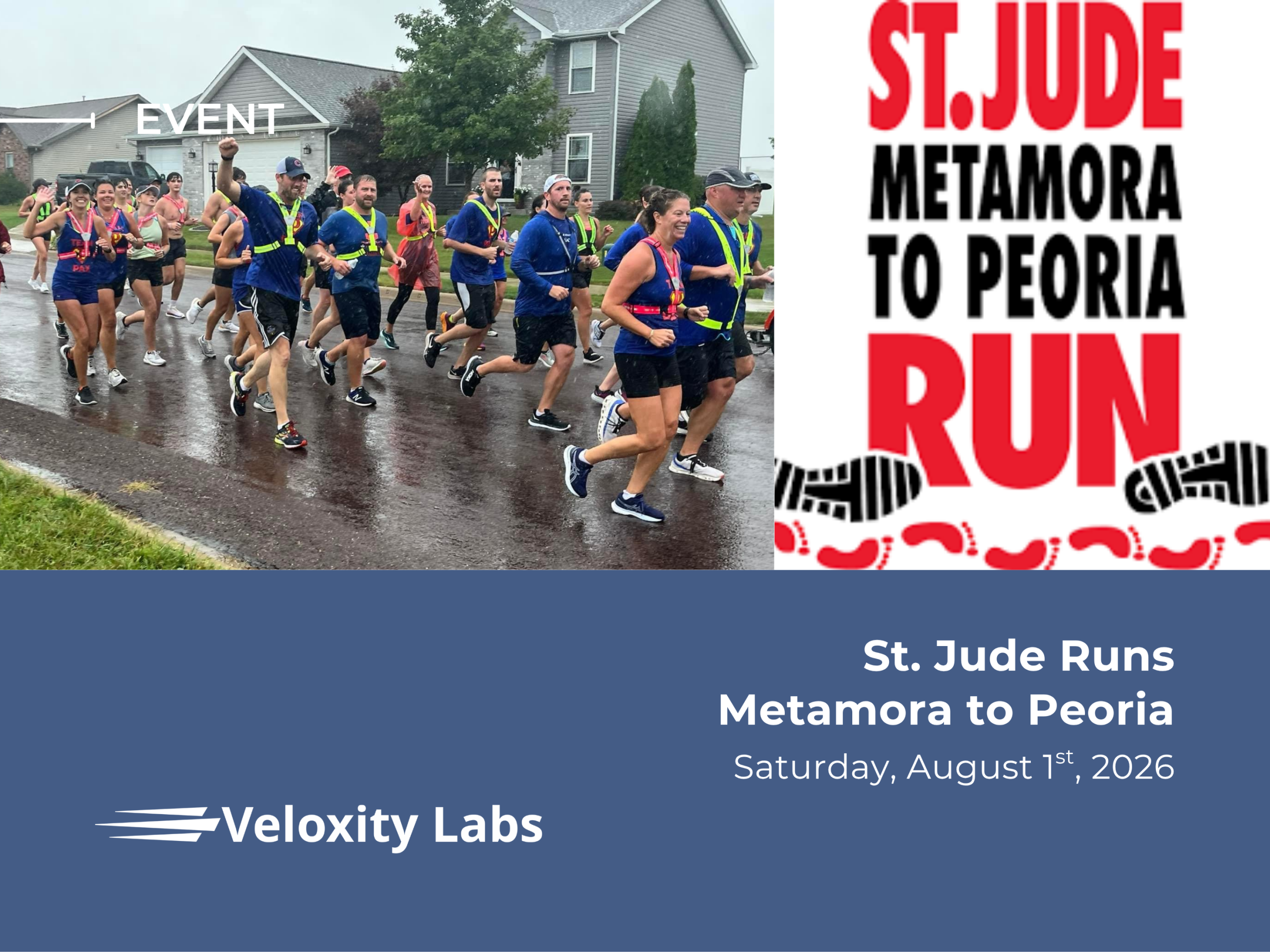 Veloxity Labs is particpating in the 2026 St. Jude Metamora to Peoria Run on August 1, 2026.